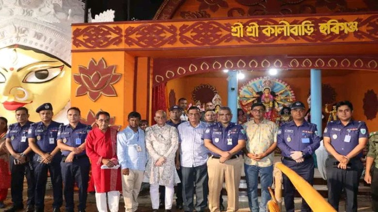 পূজামণ্ডপের নিরাপত্তা নিশ্চিতে হবিগঞ্জে অ্যাডিশনাল ডিআইজির পরিদর্শন