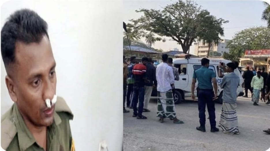 ঘুসি মেরে আনসার সদস্যের নাক ফাটালো অ্যাম্বুলেন্স স...