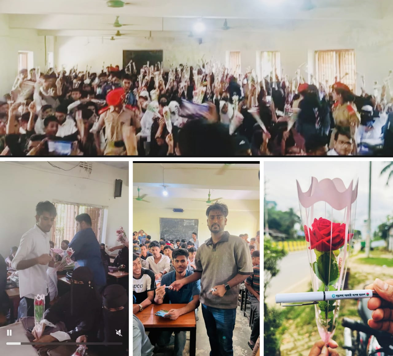 বড়লেখা সরকারি কলেজে নবীনদের ফুল ও কলম দিয়ে স্বাগত